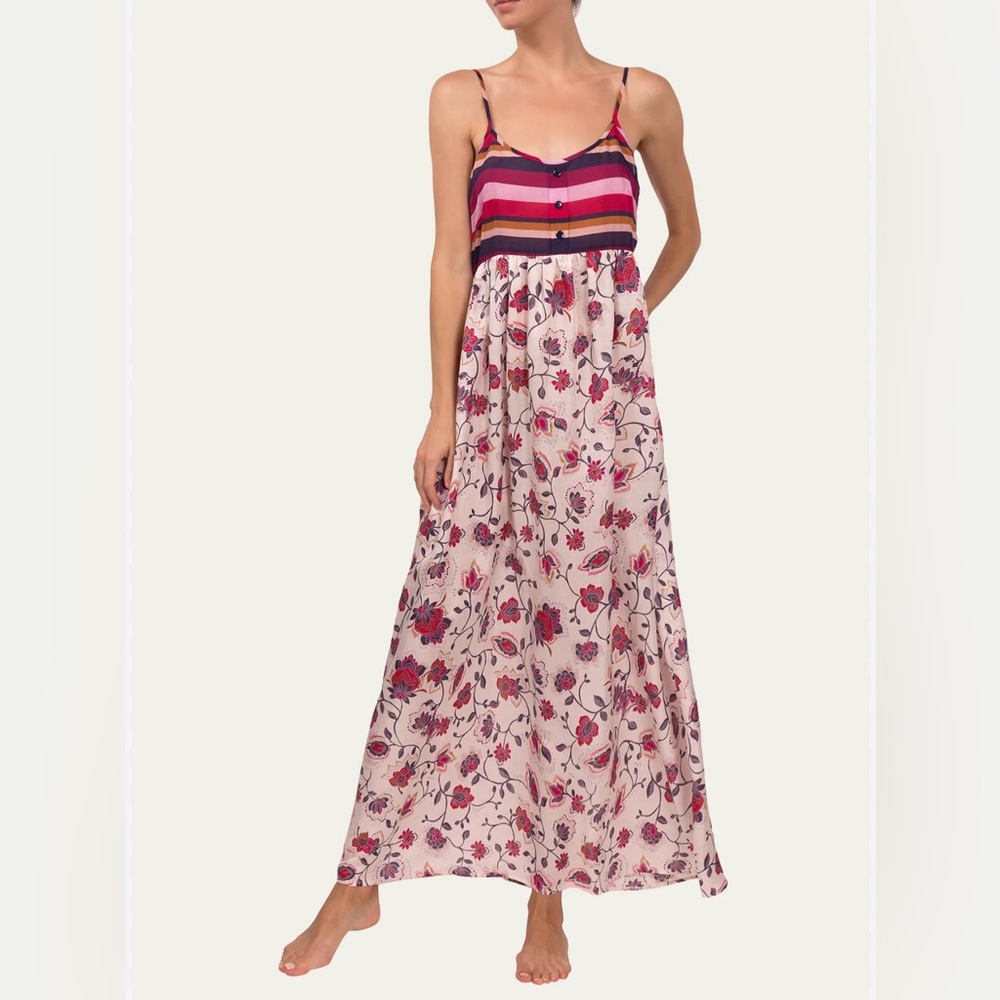 NWT Everyday Ritual Gianna Mix Print Floral & Stripe Slip/Chemise size Large